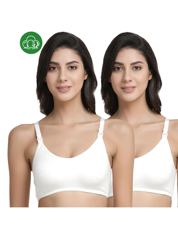 Inner Sense Organic Antimicrobial Soft Nursing Bra Combo of 2 - White-image-43