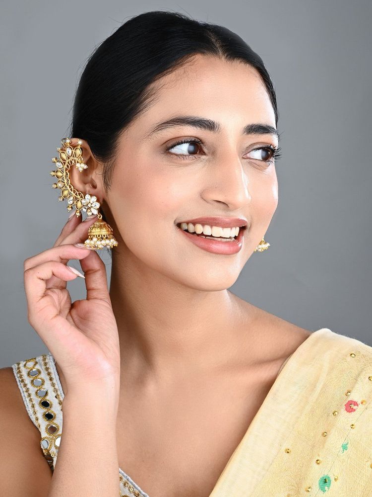 Anvik White Stone Ear Cuffs with Jhumka-image-48