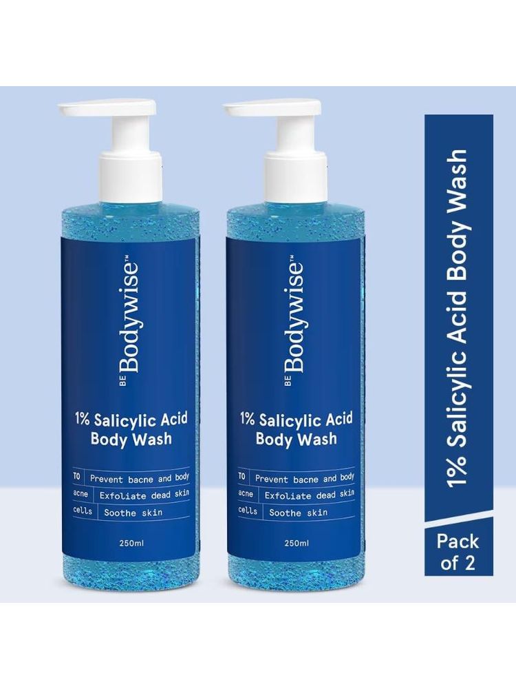 Be Bodywise 1% Salicylic Acid Body Wash - Prevents Body Acne - SLS & Paraben Free - Pack of 2