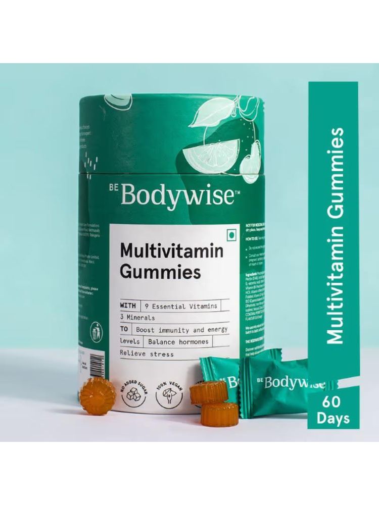 Be Bodywise Multivitamin Gummies 60 Days Pack - Boosts Immunity - High Dietary Fibre, Iron & Biotin