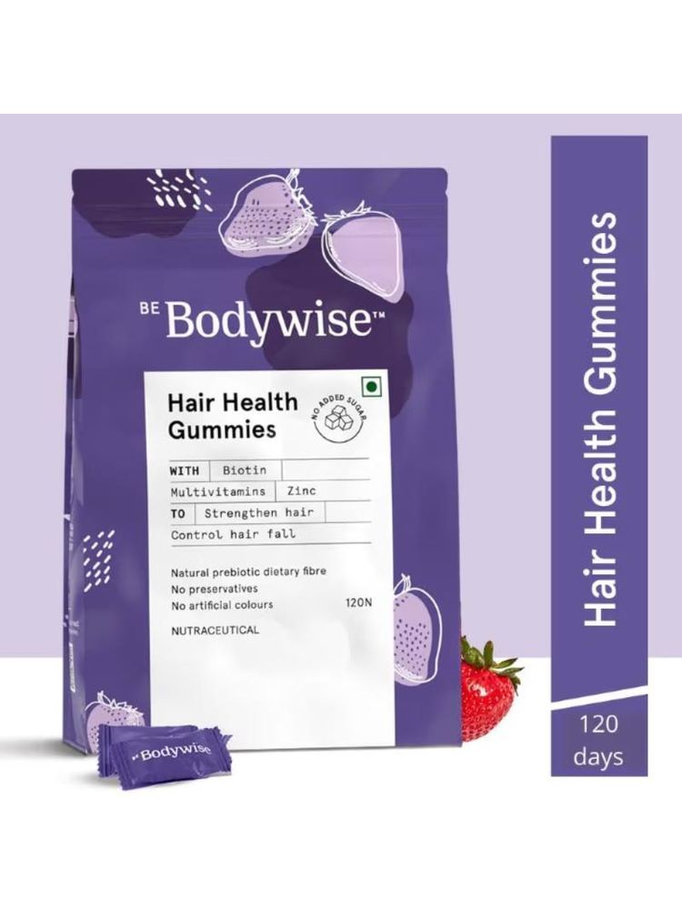 Be Bodywise 5000 mcg Biotin Gummies 120 Day Pack For Healthy Hair- With Added Zinc & Multivitamins
