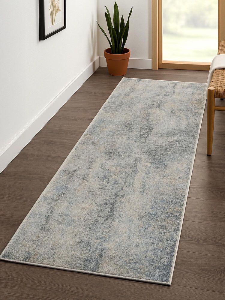 OBSESSIONS Polyester Machine Made Rectangular Floor Runner, Light Grey (2.5x5 Feet)-picture-13