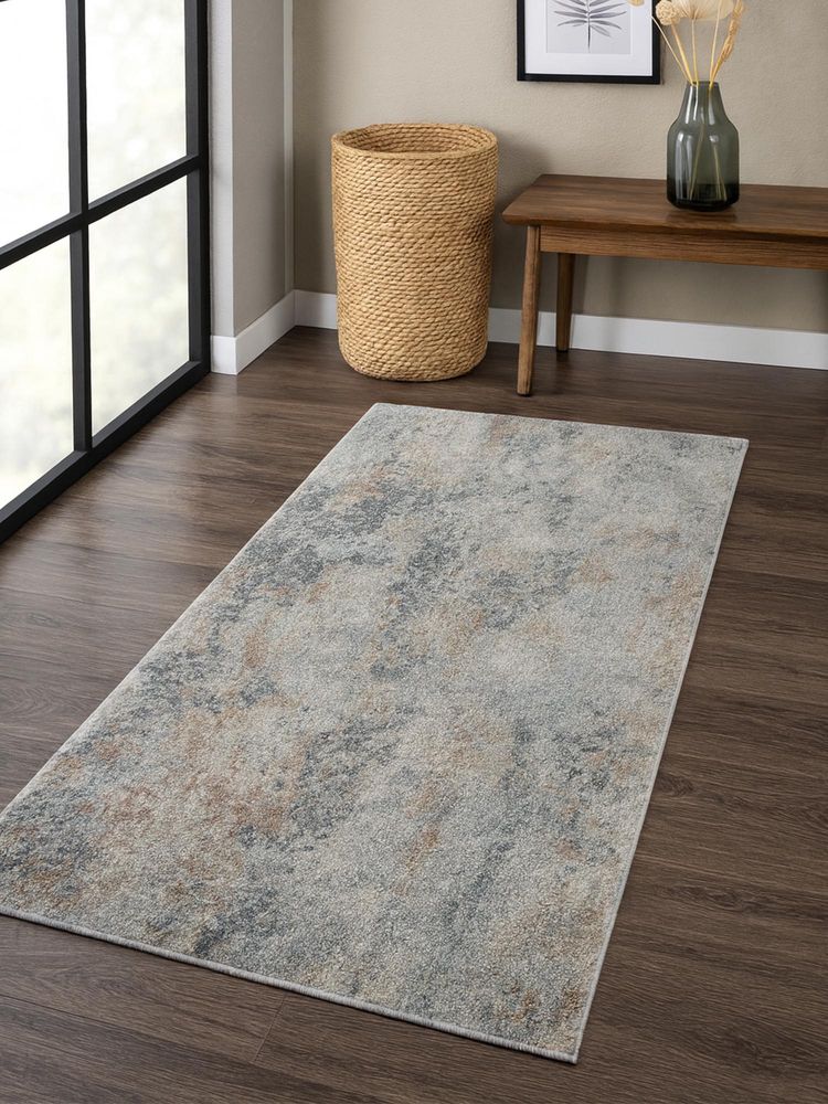OBSESSIONS Polyester Machine Made Rectangular Floor Runner, Light Grey (2.5x5 Feet)-image-12