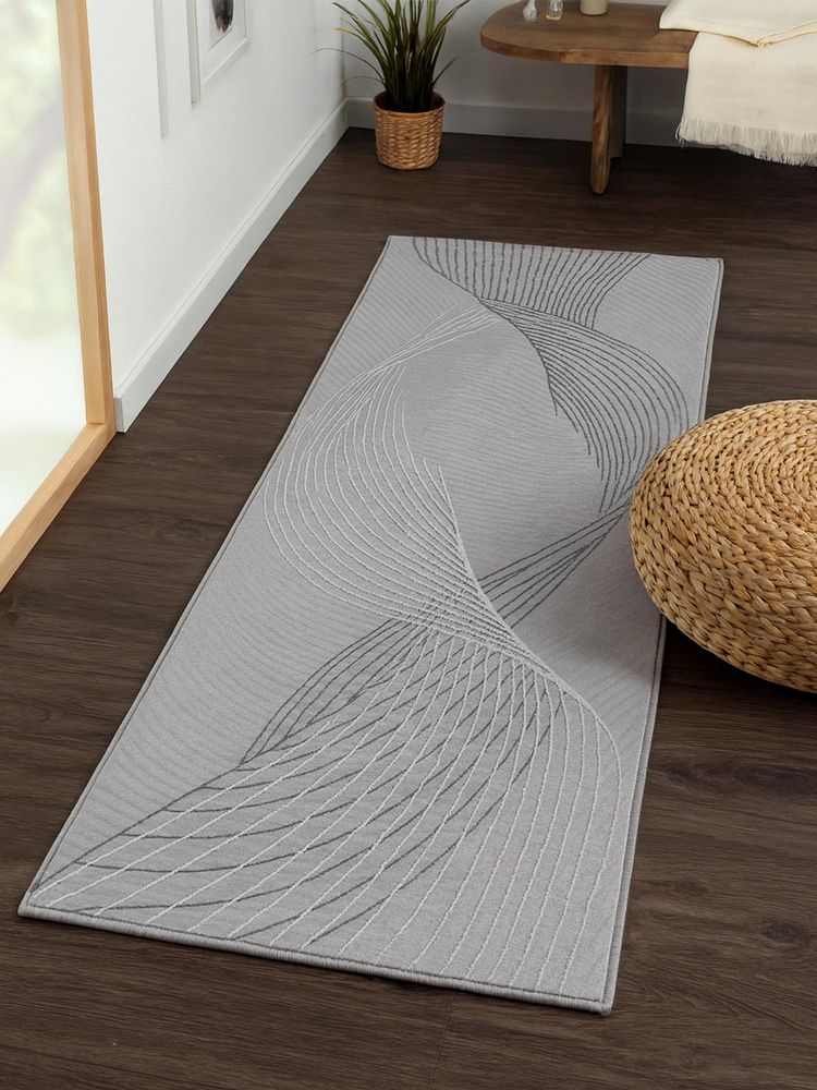OBSESSIONS Modern Polyester Runner, 2x5 Feet Grey-picture-21