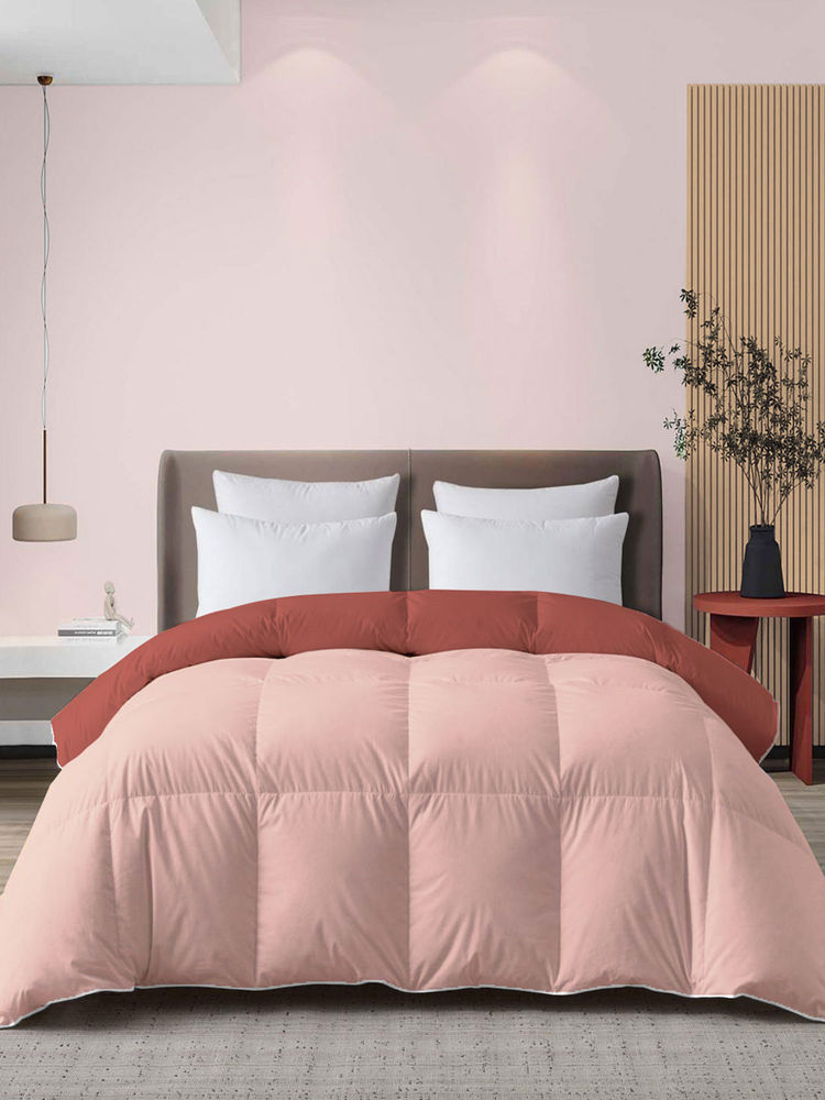 MULBERRY LIVING Double Peach & Terracotta Reversible Comforter(Queen)-image-39