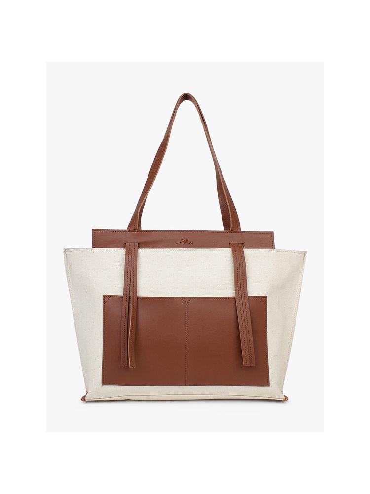 Yelloe Oversized Shopper Bag Off White Tan