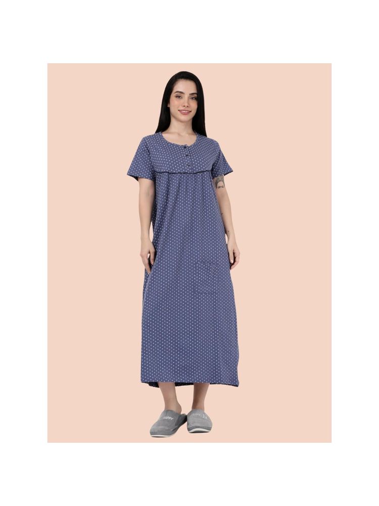 Kryptic Womens Grey Printed Pure Cotton Maxi Nightdress-picture-11
