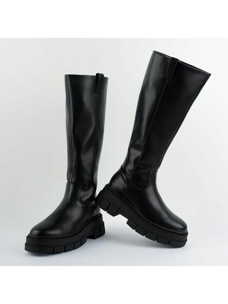 London Rag Black Chunky Platform Knee Length Boots-picture-12
