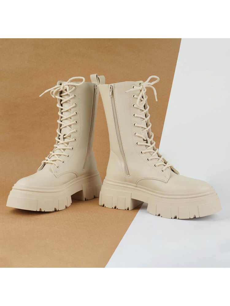 London Rag Beige Combat Chunky Boots-image-20