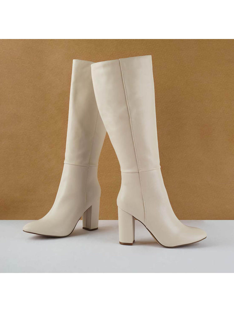 London Rag Block Heel Calf Length Boots-image-4