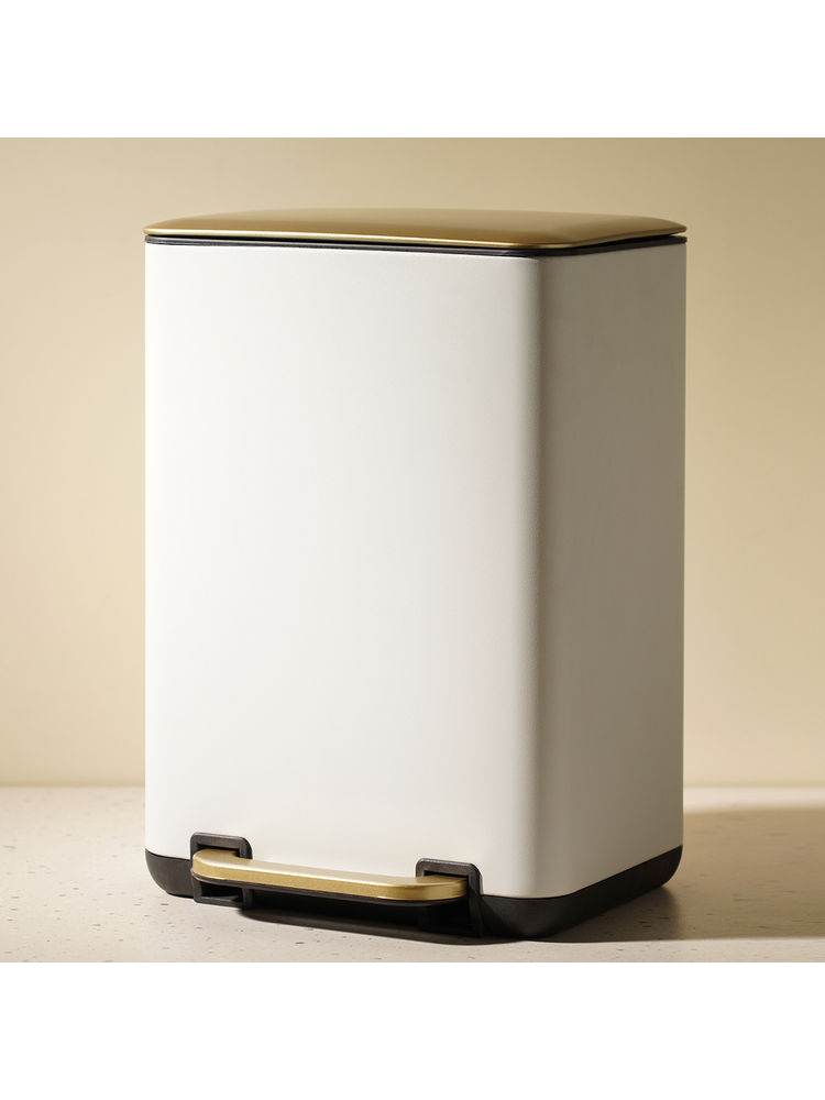 Pure Home + Living White Iron Pedal Rectangular Waste Bin With Lid-picture-20