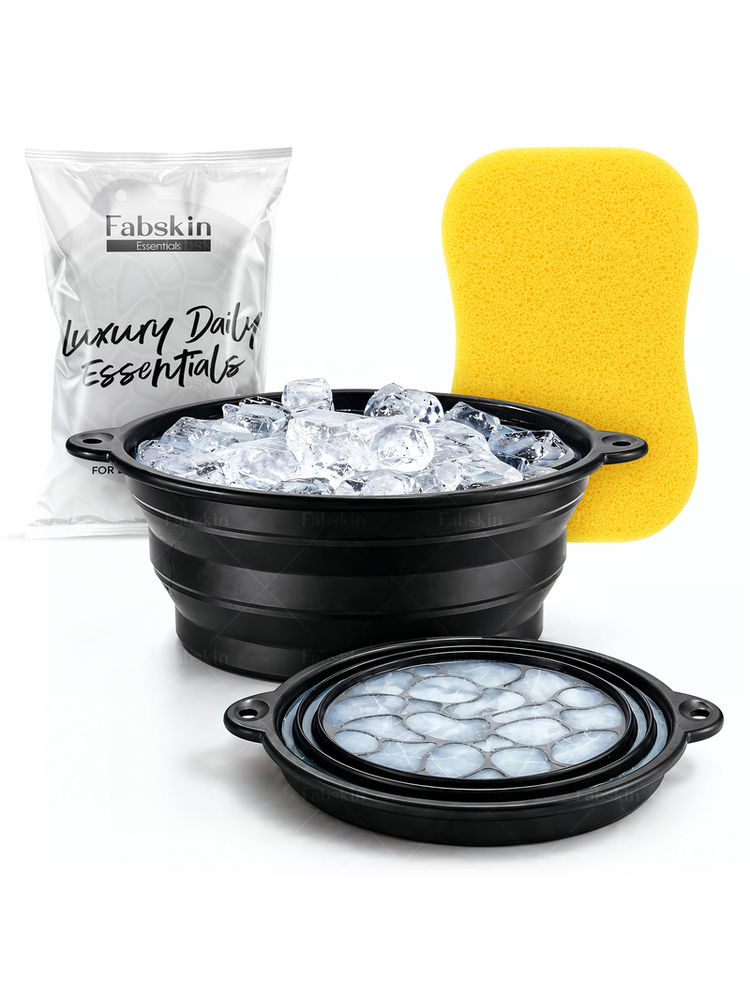 Fabskin Ice Face Bowl For Facial Icing & Cold Water Therapy - Black With Cleansing Spong-picture-12