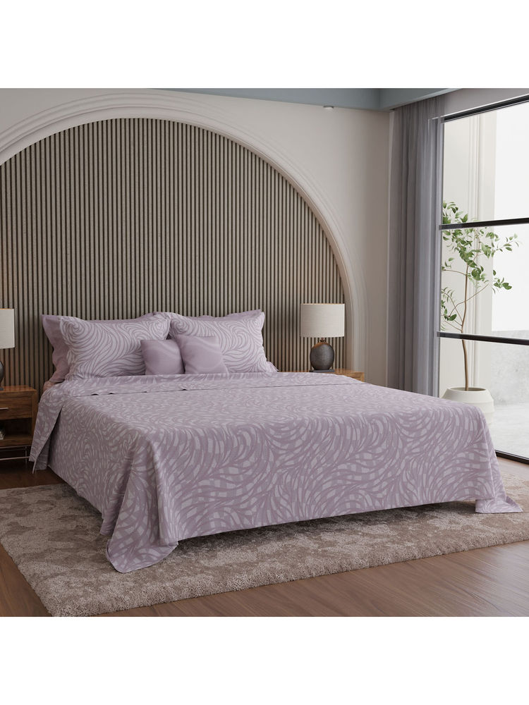 Boutique Living Luxe Loom Weavers Galore Purple Printed King Bedsheet With Pillow Covers-picture-16