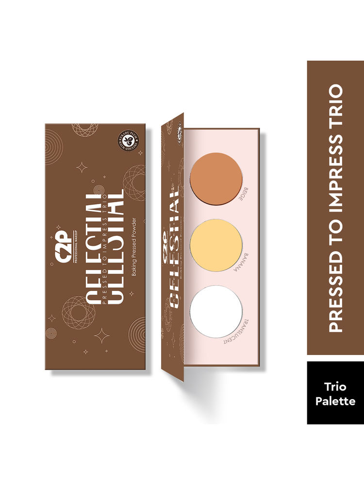 C2P Pro Pressed Compact Powder Palette Celestial 3 in 1 Translucent Beige Banana (Get Set Go)-picture-23