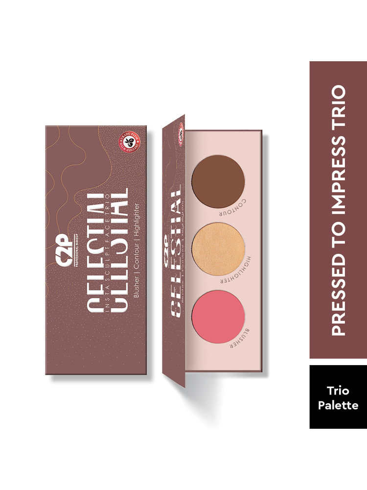 C2P Pro Celestial 3 in 1 Blush Contour Highlighter Face Palette Highly Pigmented (Back to L.A)-image-18