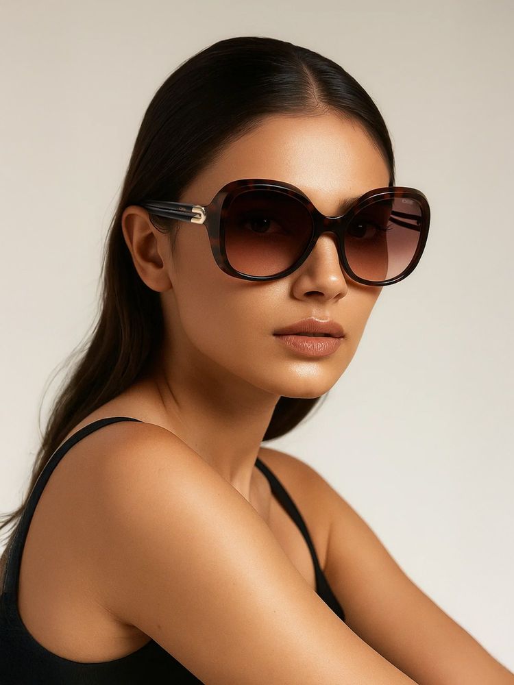 IDEE Brown Gradient Lens Square Sunglass Full Rim Shiny Brown Demi Frame (58)-picture-12