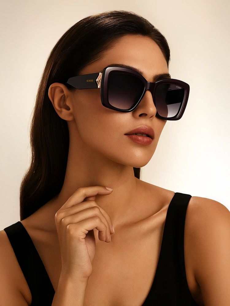 IDEE Grey Square 100% Uv Protected Sunglasses For Women Size 55