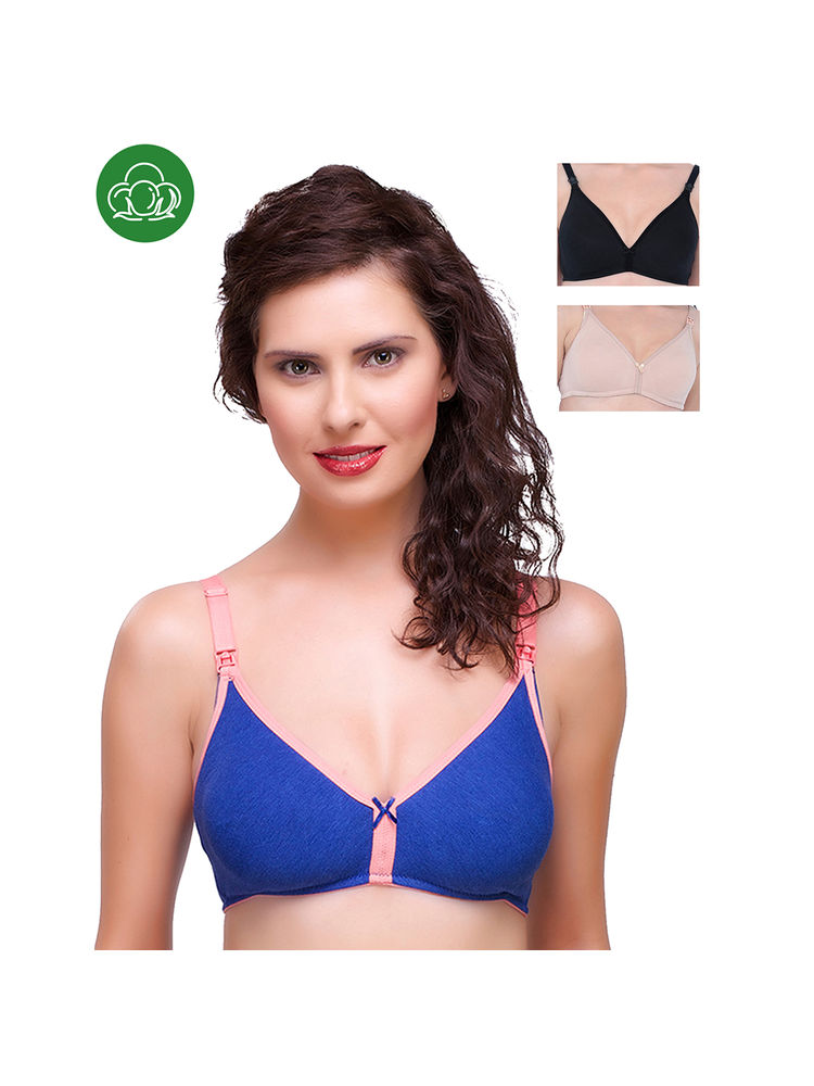 Inner Sense Organic Cotton Antimicrobial Nursing Bra Pack of 3 - Multi-Color-picture-29