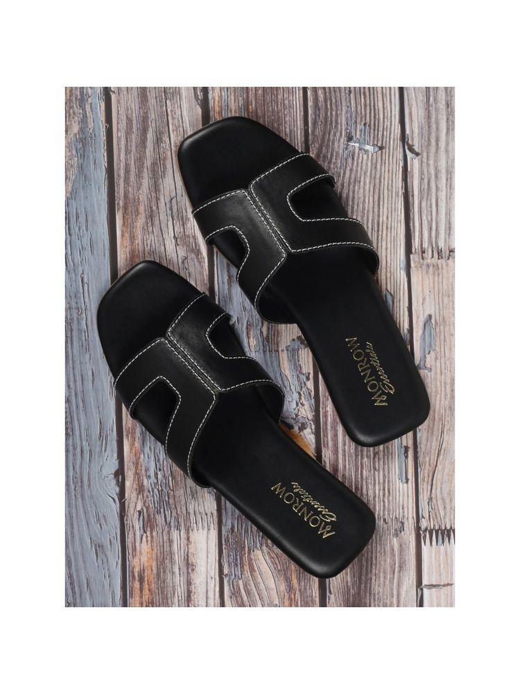 Monrow Solid-plain Black Flats-picture-15