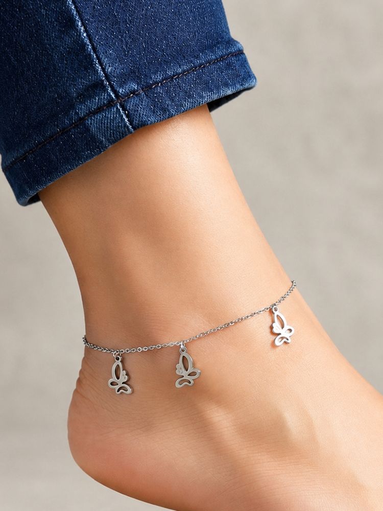 ARTKLIM Silver Butterfly Charm Anklet for Women-picture-27