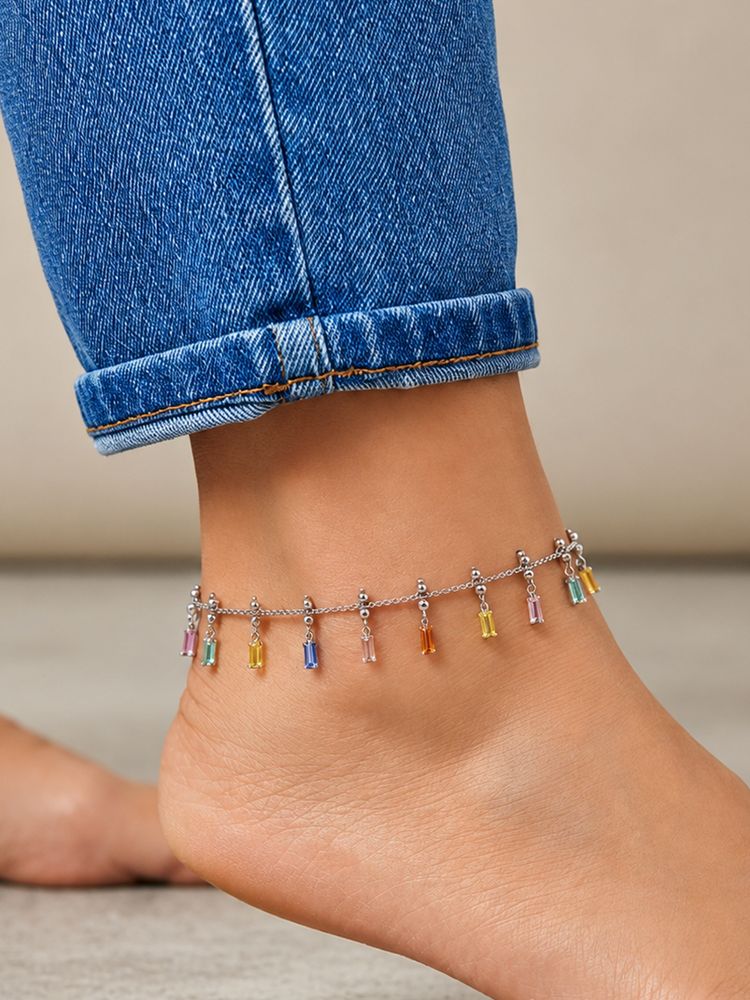 ARTKLIM Multi-Color Crystal Charm Anklet for Women-picture-26