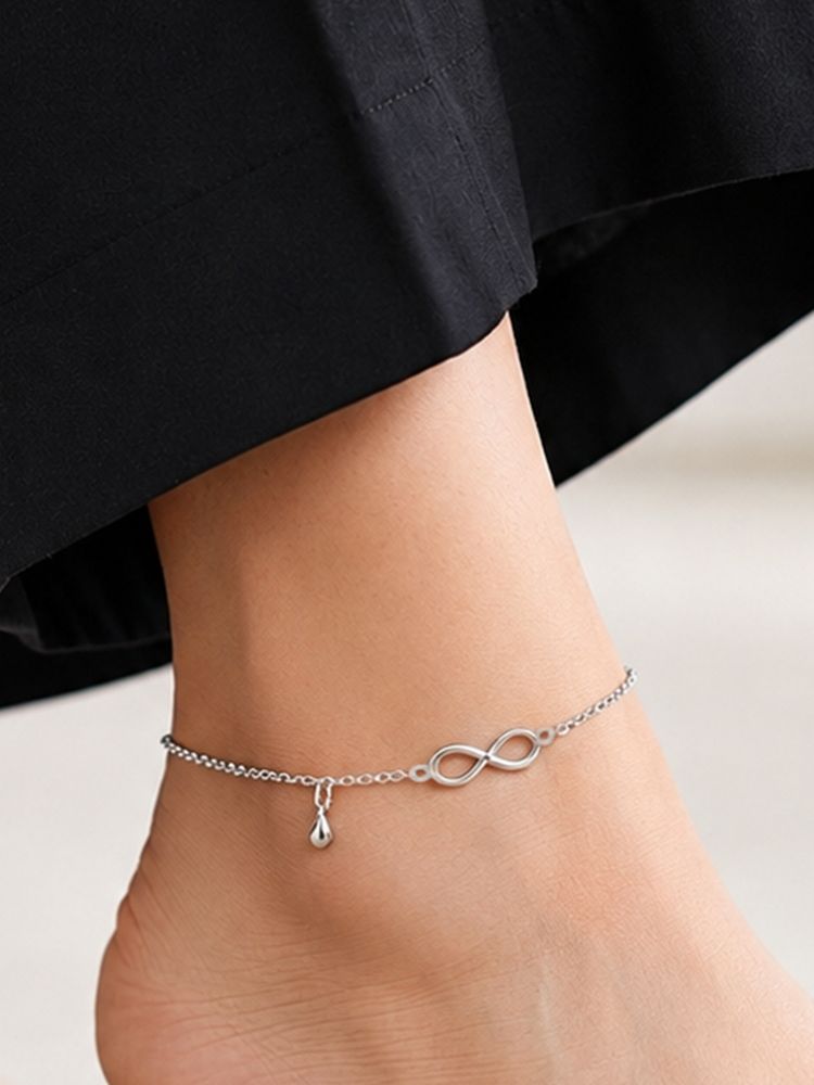 ARTKLIM Silver Infinity Charm White Anklet for Women-picture-20