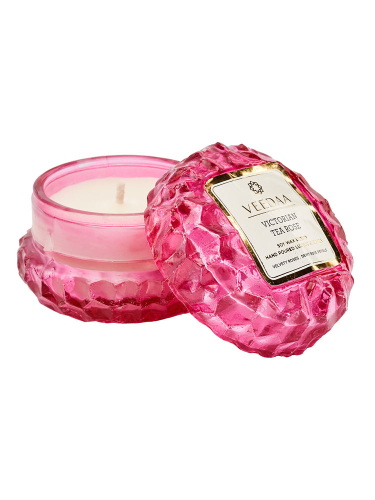 Veedaa Victorian Tea Rose Crystal Glass Scented Candle