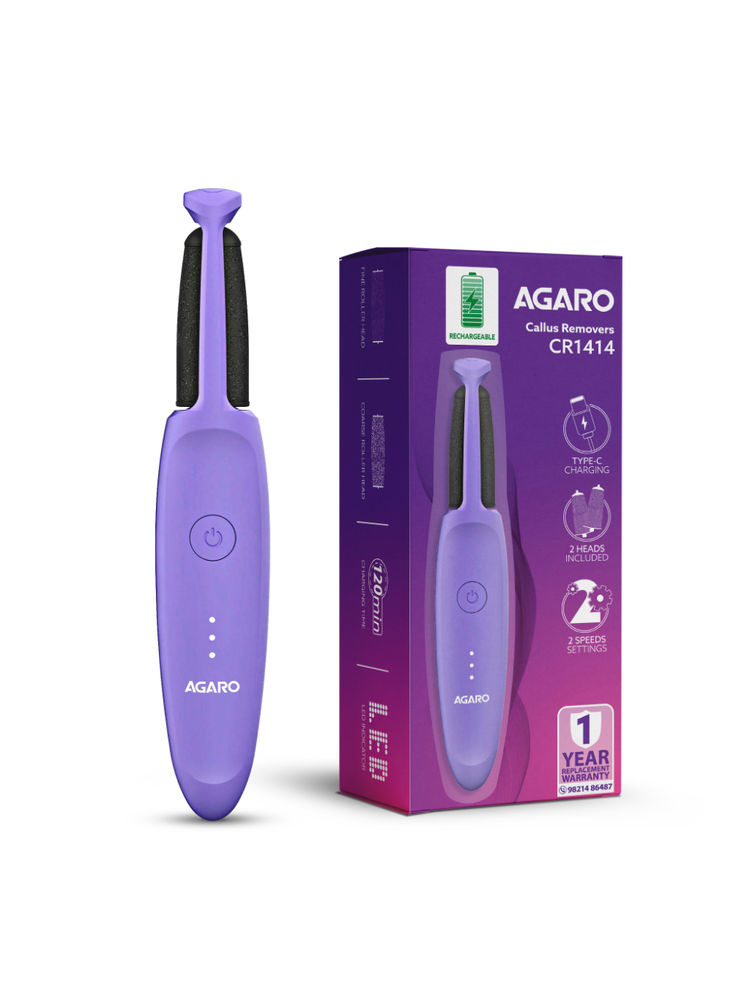 Agaro Callus Remover Cr1414 With 2 Heads Electric Pedicure Tool For Hard Skin Removal