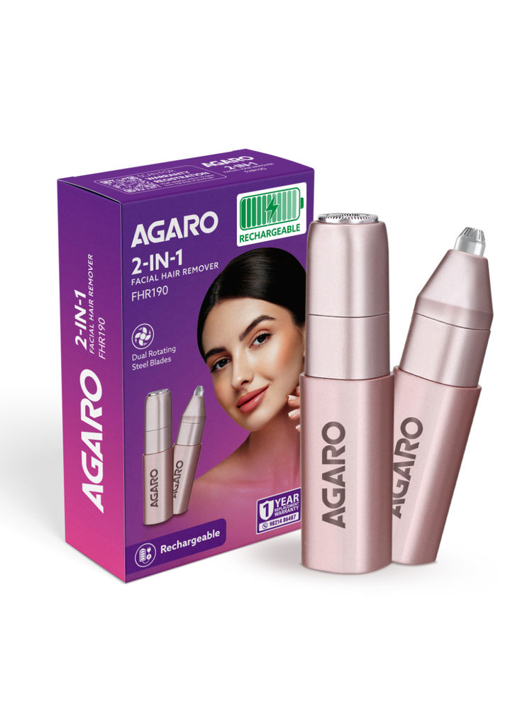 Agaro FHR190 Facial Hair Remover For Women Usb Rechargeable Painless Hair Removal Tool - Rose Gold