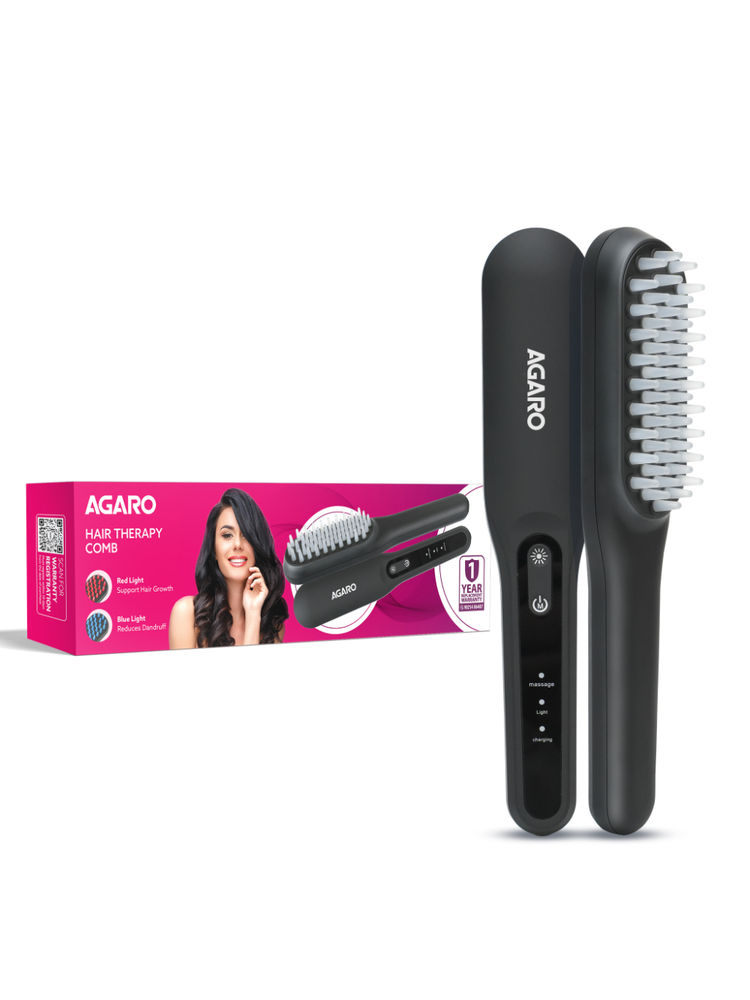 Agaro Led Hair Therapy Comb Red & Blue Light Vibration Massage Reduces Hair Fall Boosts Growth-image-12