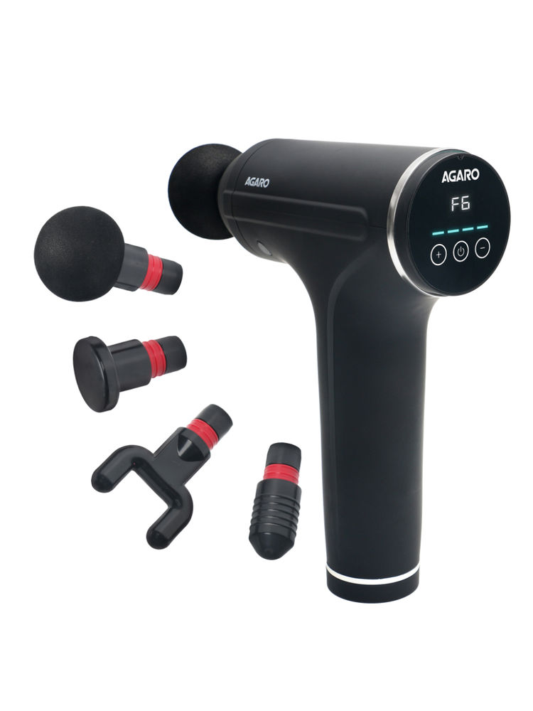 Agaro Galaxy Gun Massager 6-Speed Deep Tissue with 4 Heads - Black