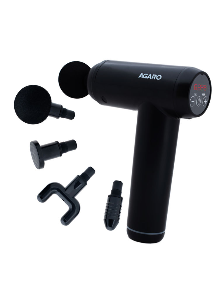 Agaro Imperial Gun Massager 99-Level Deep Tissue with 4 Heads - Black