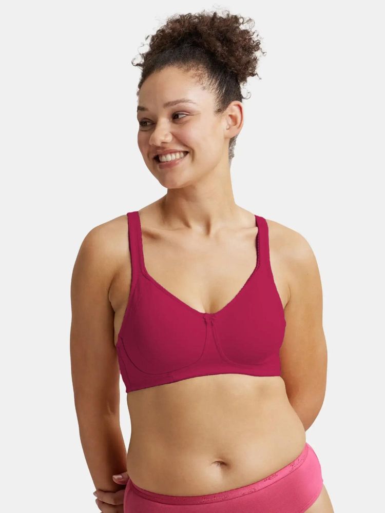 Jockey ES24 Wirefree Non Padded Cotton Elastane Full Coverage Plus Size Bra-Beet Red-picture-10