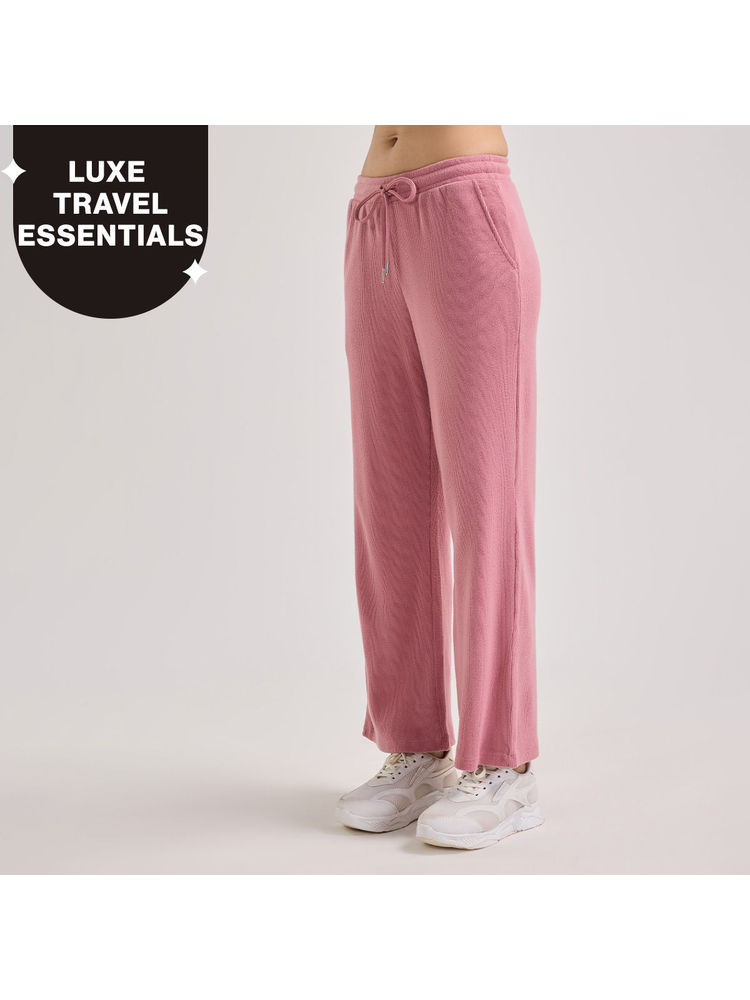 Nykd By Nykaa Luxe Feather Knit Waffle Wide Pants-Jet Set Knit collection Nys948-Pink-image-28