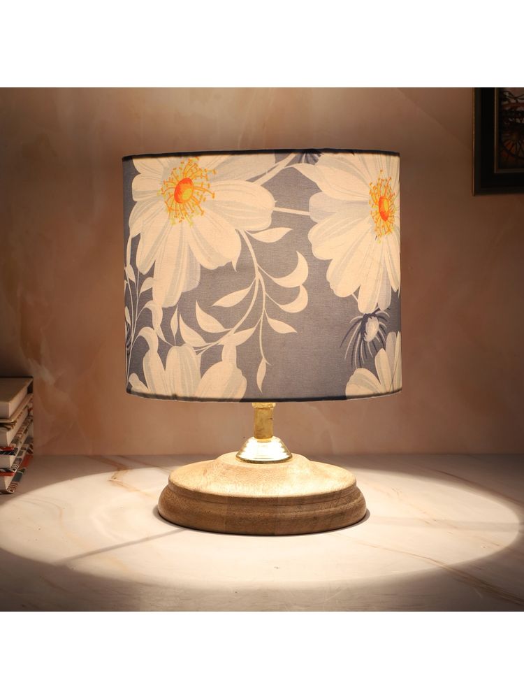 Tu Casa Blue Mangowood Circular Table Lamp For Home Decoration-picture-12