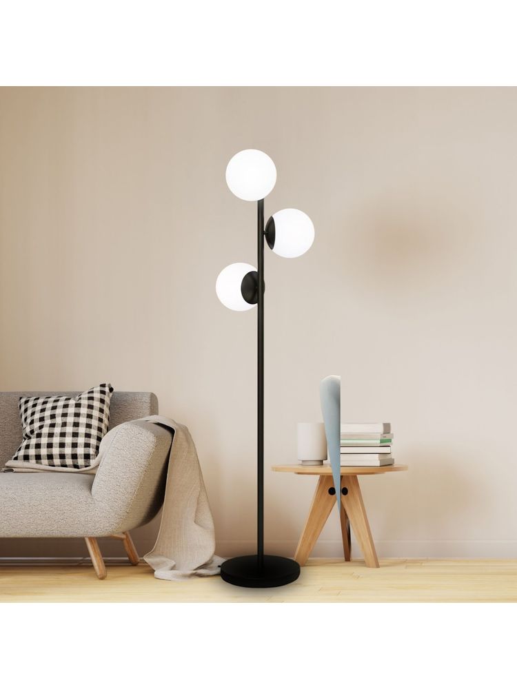 Tu Casa Black Iron Base Foldable Floor Lamp With White & Glass Shade For Bedroom-picture-46