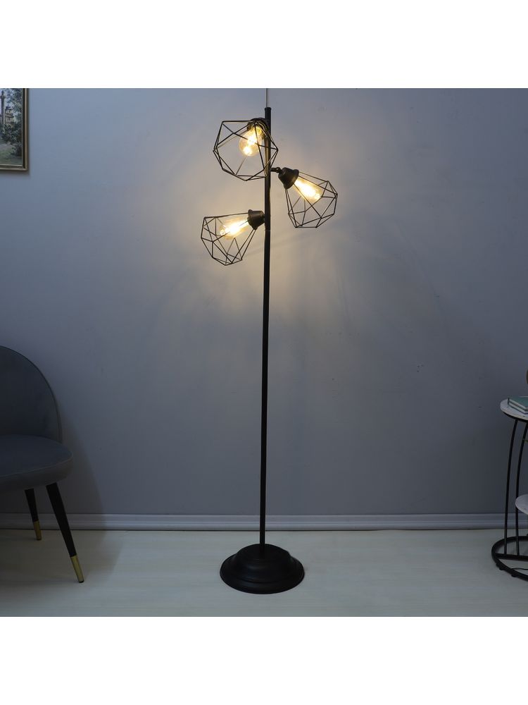 Tu Casa Black Iron Base Foldable Floor Lamp With White & Glass Shade For Bedroom-image-46