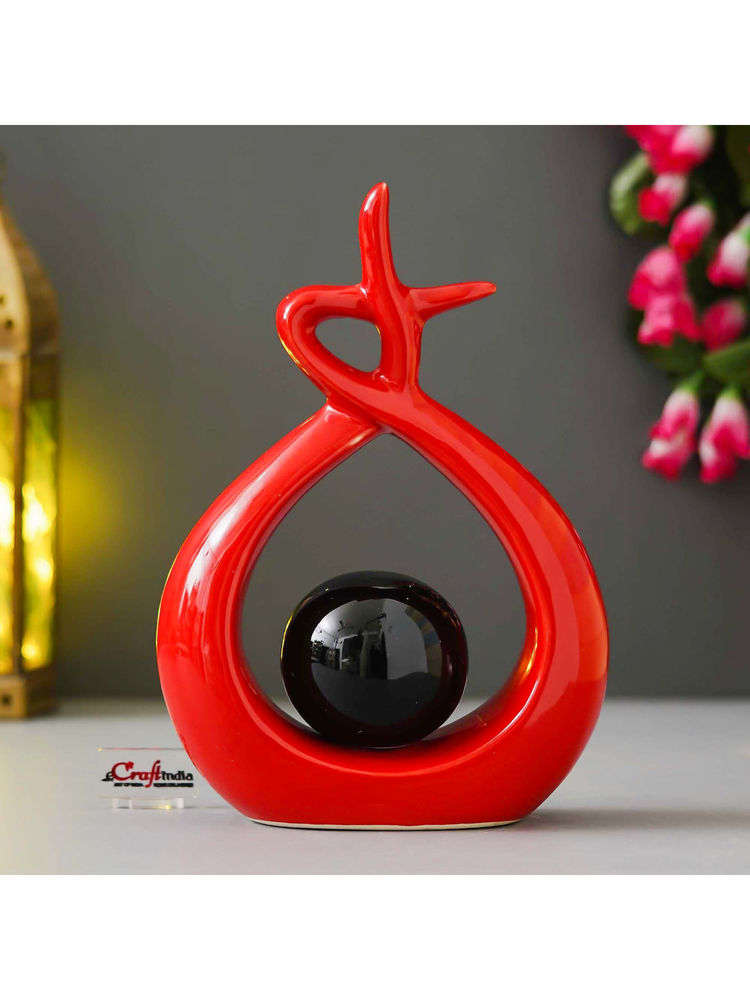 eCraftIndia Black Red Resin Creative Modern Spiral Decorative Statue Showpiece-picture-40