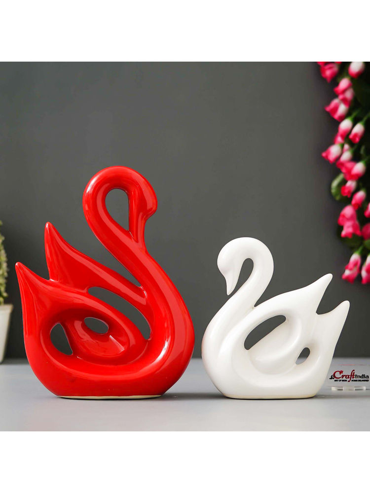 eCraftIndia Resin Loving Couple Swan Showpieces Bird Figurines Statues (Pack Of 2)-image-14