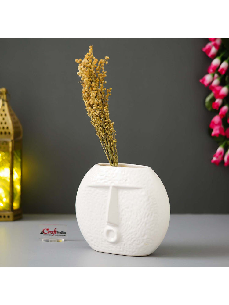 eCraftIndia Resin Blowing Kiss Face Shape Flower Vase-picture-32
