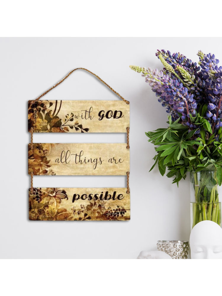 eCraftIndia Christian Wooden Wall Hanging - With God All Things Are Possible-image-9