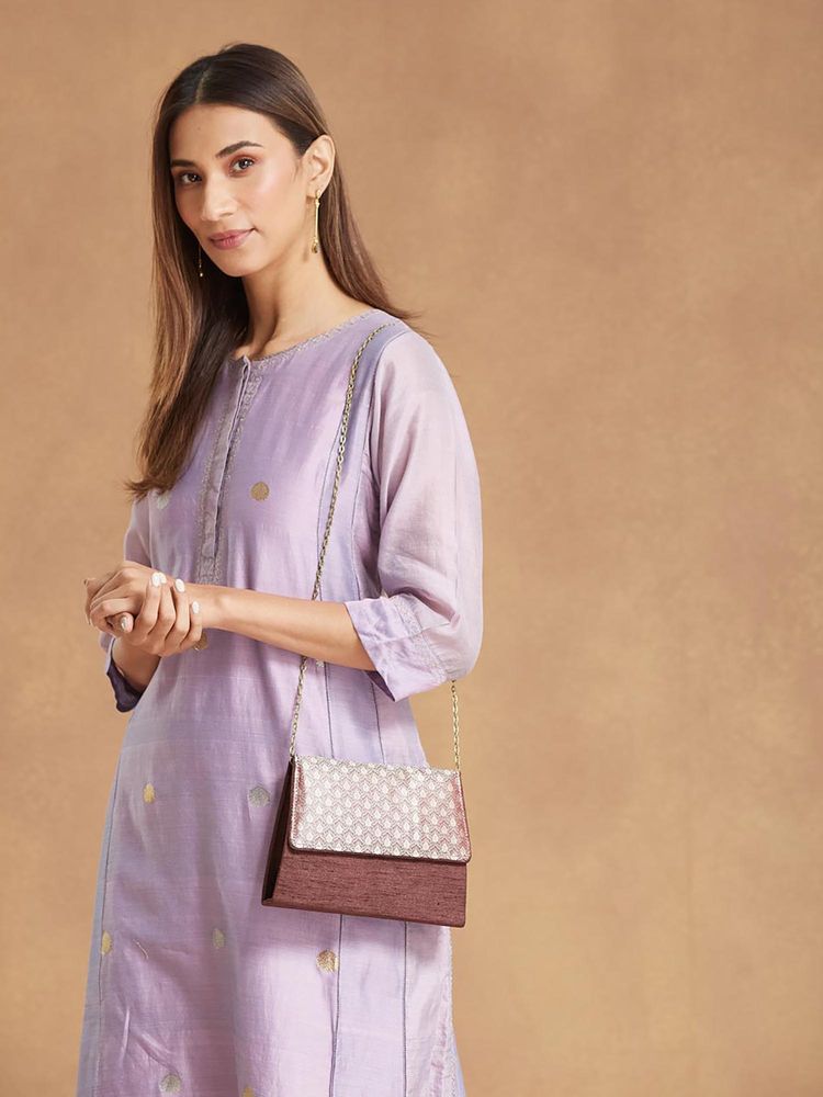 Fabindia Women Brown Polyester Woven Clutch-image-6