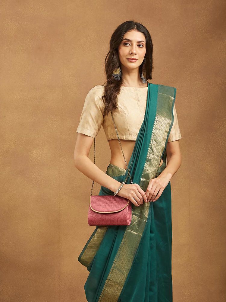 Fabindia Women Pink Polyester Floral Design Clutch-image-22