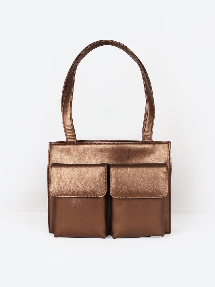 The House Of Ganges Women Bronze Barbara Vegan Leather Shoulder Bag (M)-picture-15
