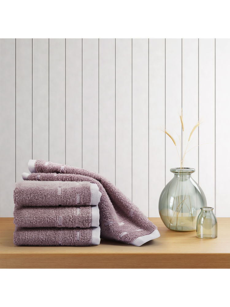 SPACES Purple Airsoft Cotton 450 Gsm Dobby Weave Plain Face Towels-picture-37