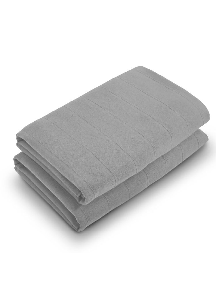 SPACES Grey Freshlite Cotton 250 Gsm Dobby Plain Bath Towels-picture-30