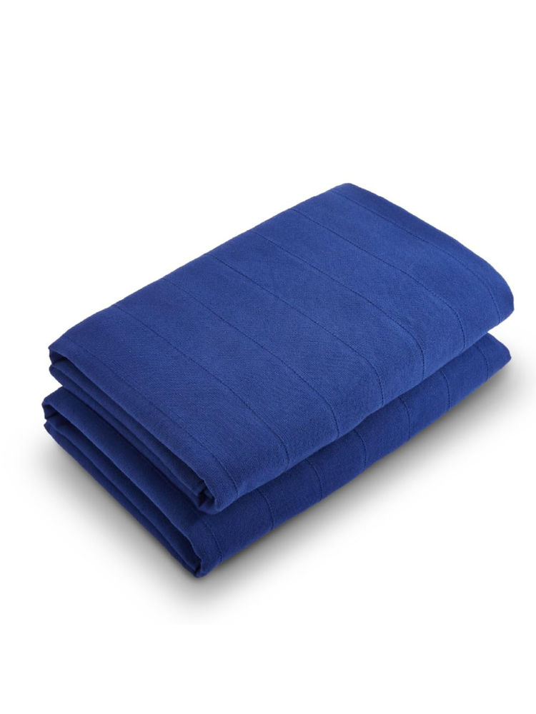 SPACES Blue Freshlite Cotton 250 Gsm Dobby Plain Bath Towels-picture-35
