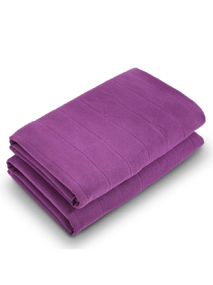 SPACES Purple Freshlite Cotton 250 Gsm Dobby Plain Bath Towels-image-4