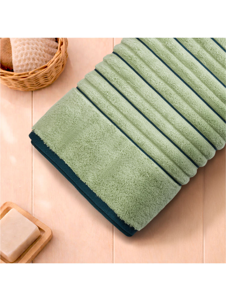 SPACES Green Exotica Cotton 575 Gsm Dobby Weave Premium Bath Towel-image-6