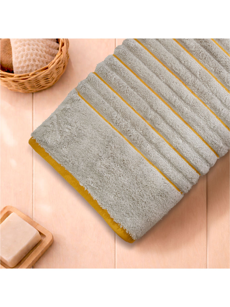 SPACES Grey Exotica Cotton 575 Gsm Dobby Weave Premium Bath Towel-image-18